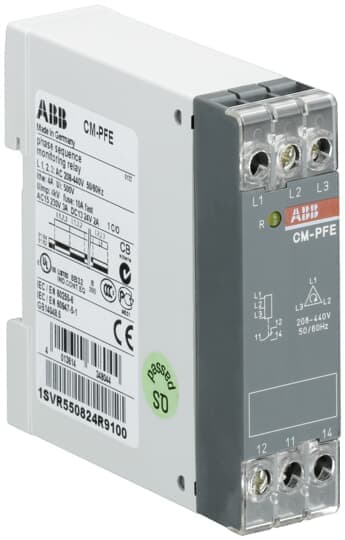 1SVR550824R9100 CM-PFE Phase sequence monitoring relay 1c/o, L1-L2-L3=208-440VAC