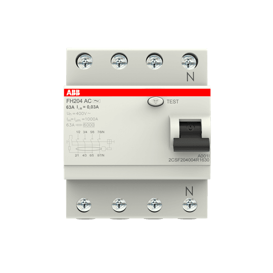 2CSF204004R1630 Disjoncteur différentiel FH204 AC-63/0,03 4P type AC 30 mA