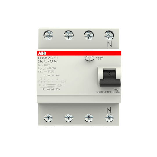 2CSF204004R1250 Disjoncteur différentiel FH204 AC-25/0,03 4P type AC 30 mA