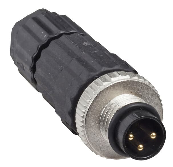 XZCC8MDM30V Male, M8, 3 pin, straight connector, cable gland M9.5 x 1