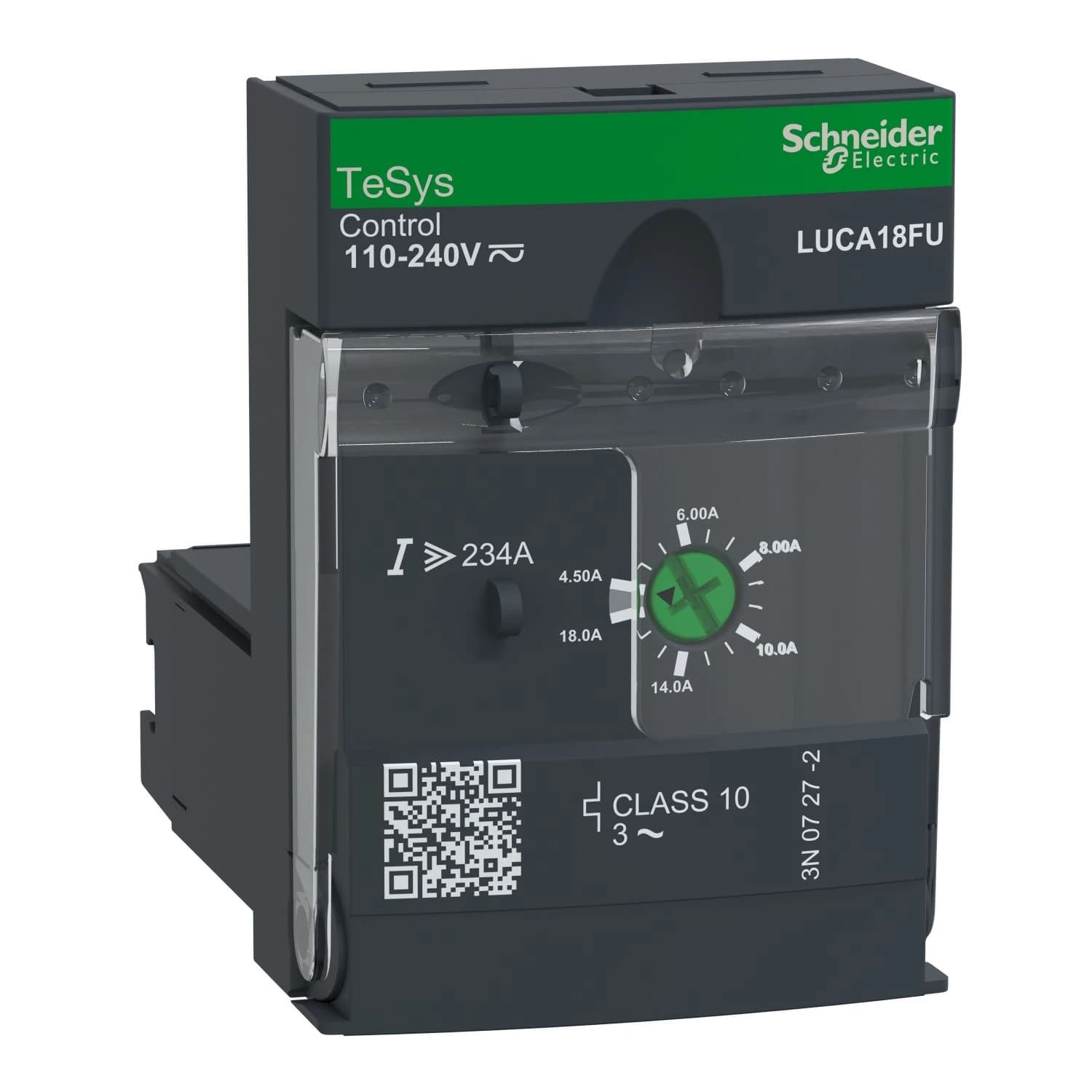 LUCA18FU Schneider Electric Unité de contrôle standard, TeSys Ultra, 3P, 4,5 à 18 A, 690 VCA, protection magnéto-thermique, classe 10, bobine 110 à 240 VCA/CC
