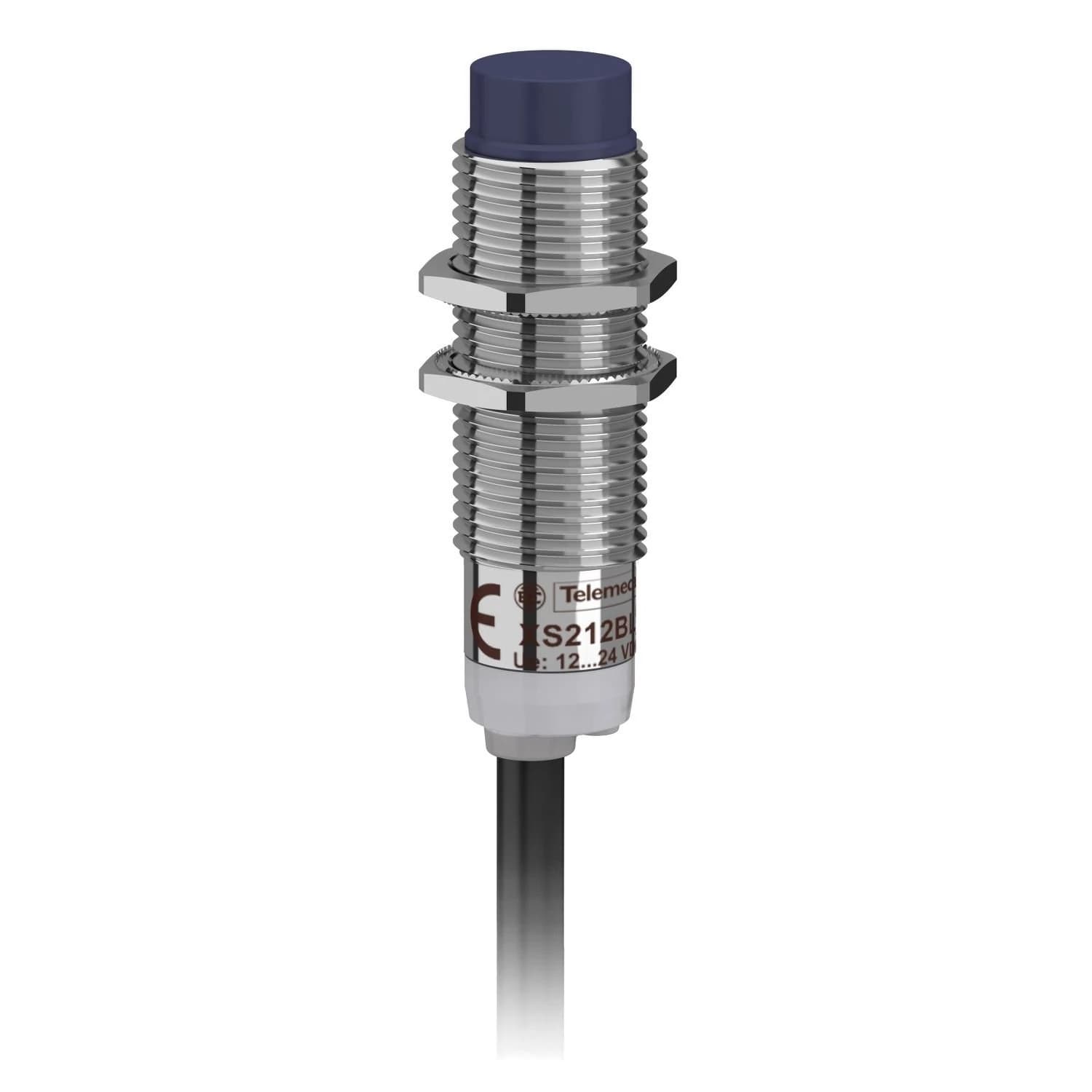 XS212BLPAL2 Telemecanique inductive sensor XS2 M12, L44mm, brass, Sn4mm, 12..24VDC, cable 2m