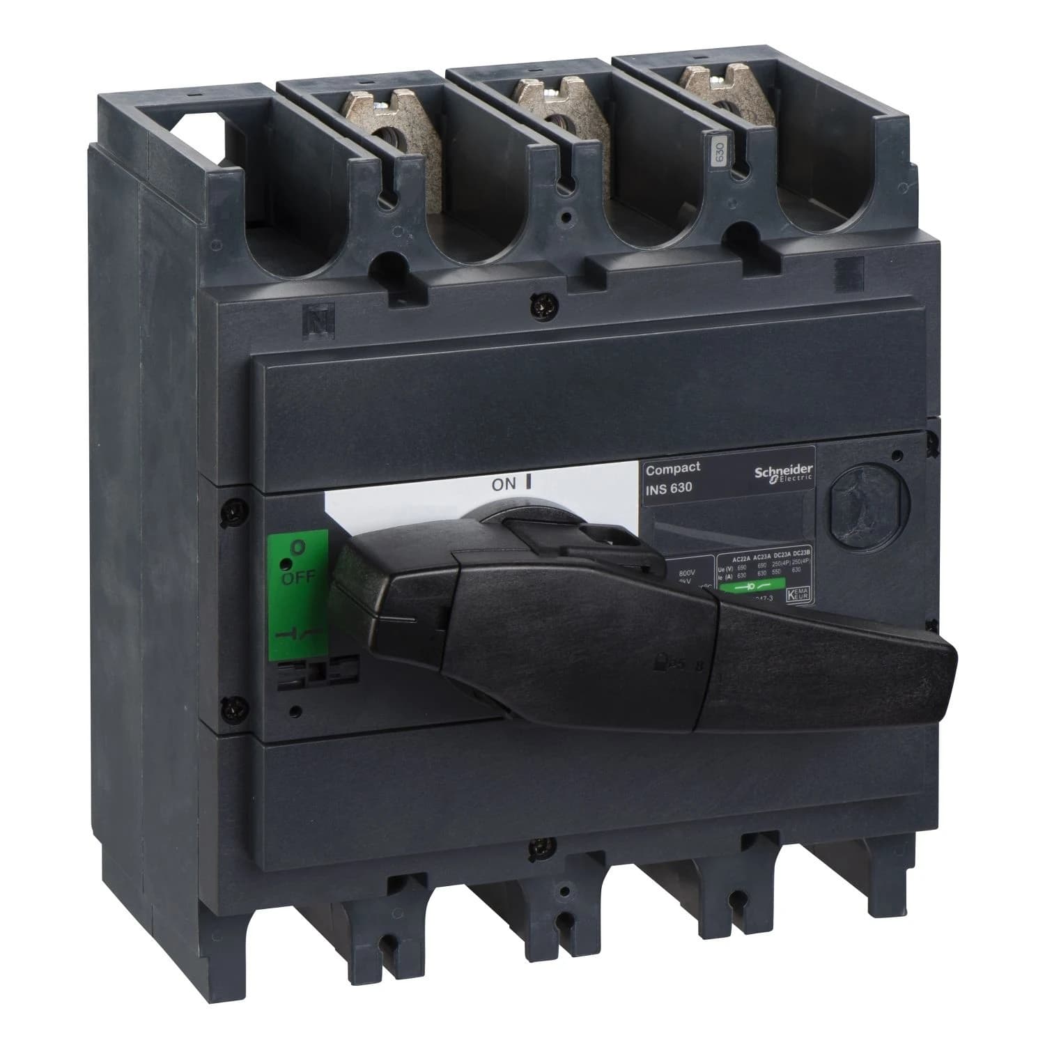 31114 Schneider Electric switch disconnector, Compact INS630, 630A, standard version with black rotary handle, 3 poles