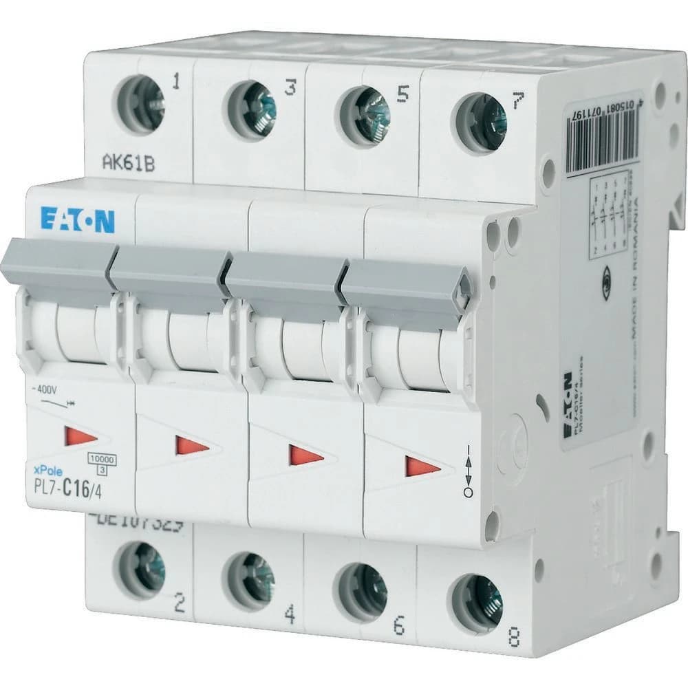 107329 EATON PL7-C16/4 - Miniature circuit breaker (MCB), 16 A, 4p, characteristic: C