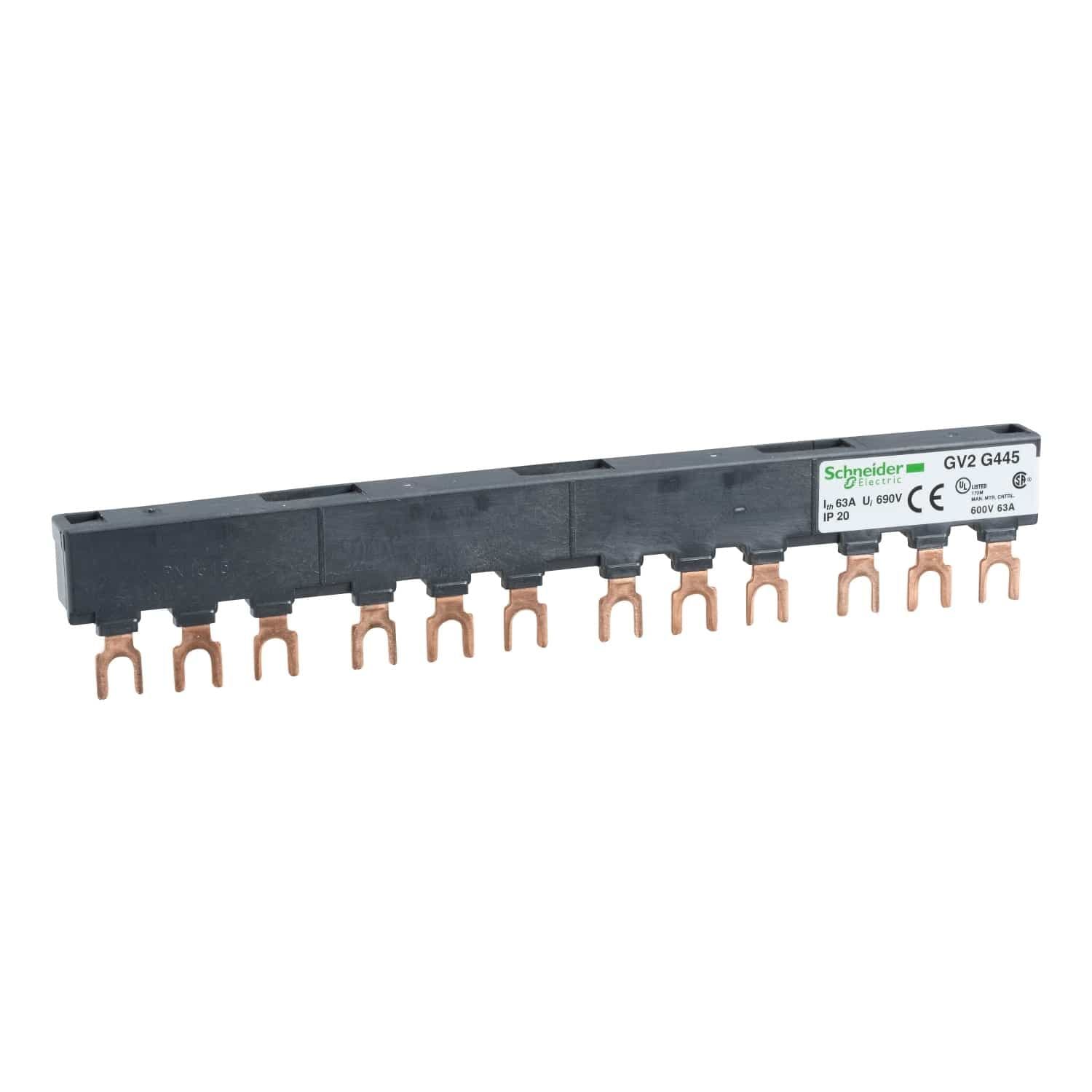 GV2G445 Schneider Electric Linergy FT, Comb busbar, 63A, 4 tap-offs, 45mm pitch