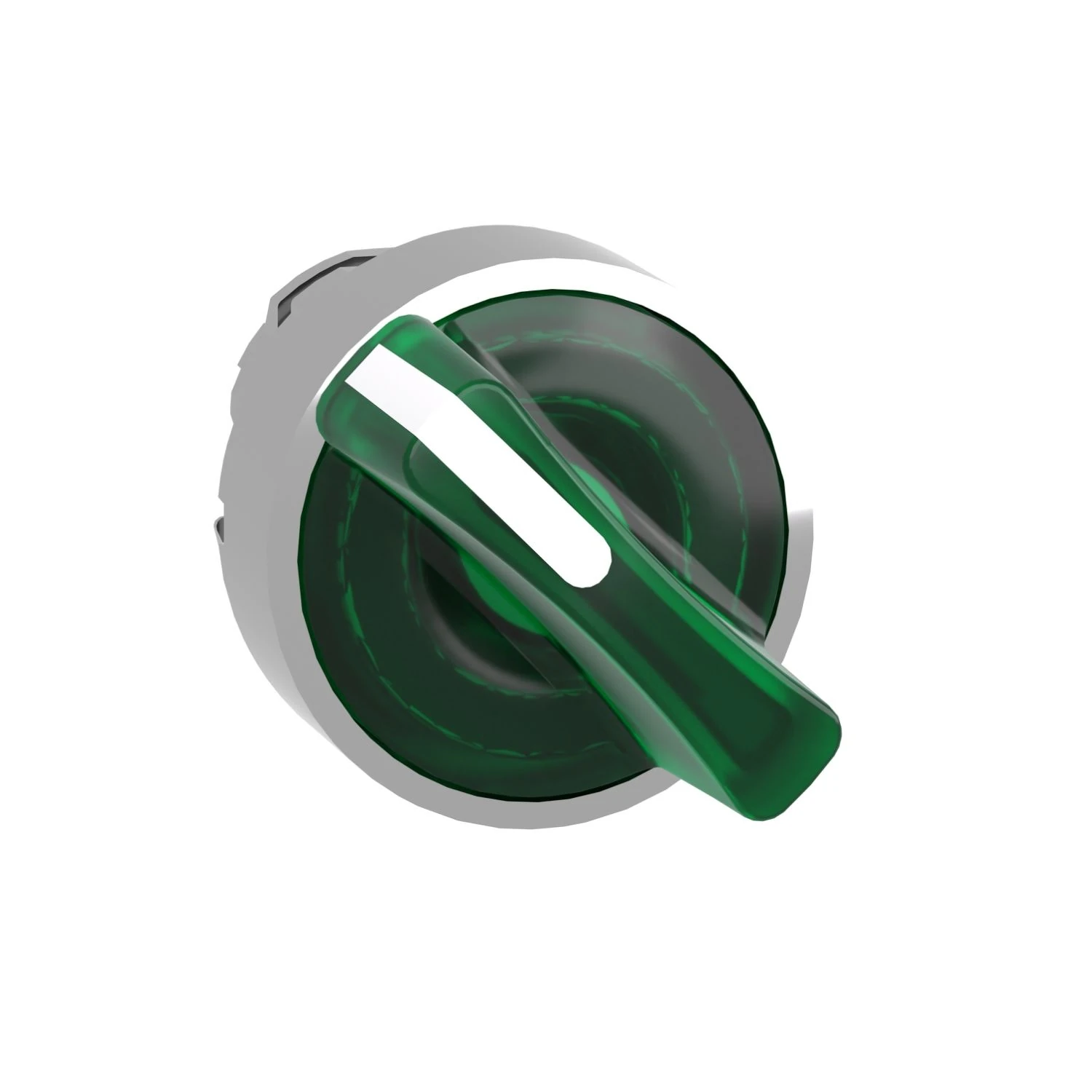 ZB4BK1233 Schneider Electric Head for illuminated selector switch, Harmony XB4, metal, green handle, 22mm, universal LED, 2 positions, stay put