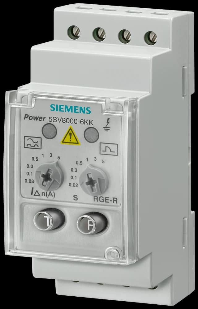 5SV8000-6KK Siemens Differential current monitoring device analog, Type A IDN 0.03A 5A 0.02 5 sec.