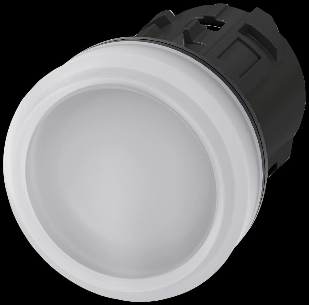 3SU1001-6AA60-0AA0 Siemens Voyants lumineux, 22 mm, ronds, en plastique, blancs, lentille, lisses