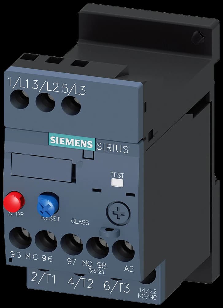 3RU2116-0HB1 Siemens Ylikuormitusrele 0,55...0,80 A Lämpö Moottorin suojaksi Koko S00, luokka 10 Erillinen asennus Päävirtapiiri: Ruuvi Apupiiri: Ruuvi Manuaalinen-Automaattinen palautus