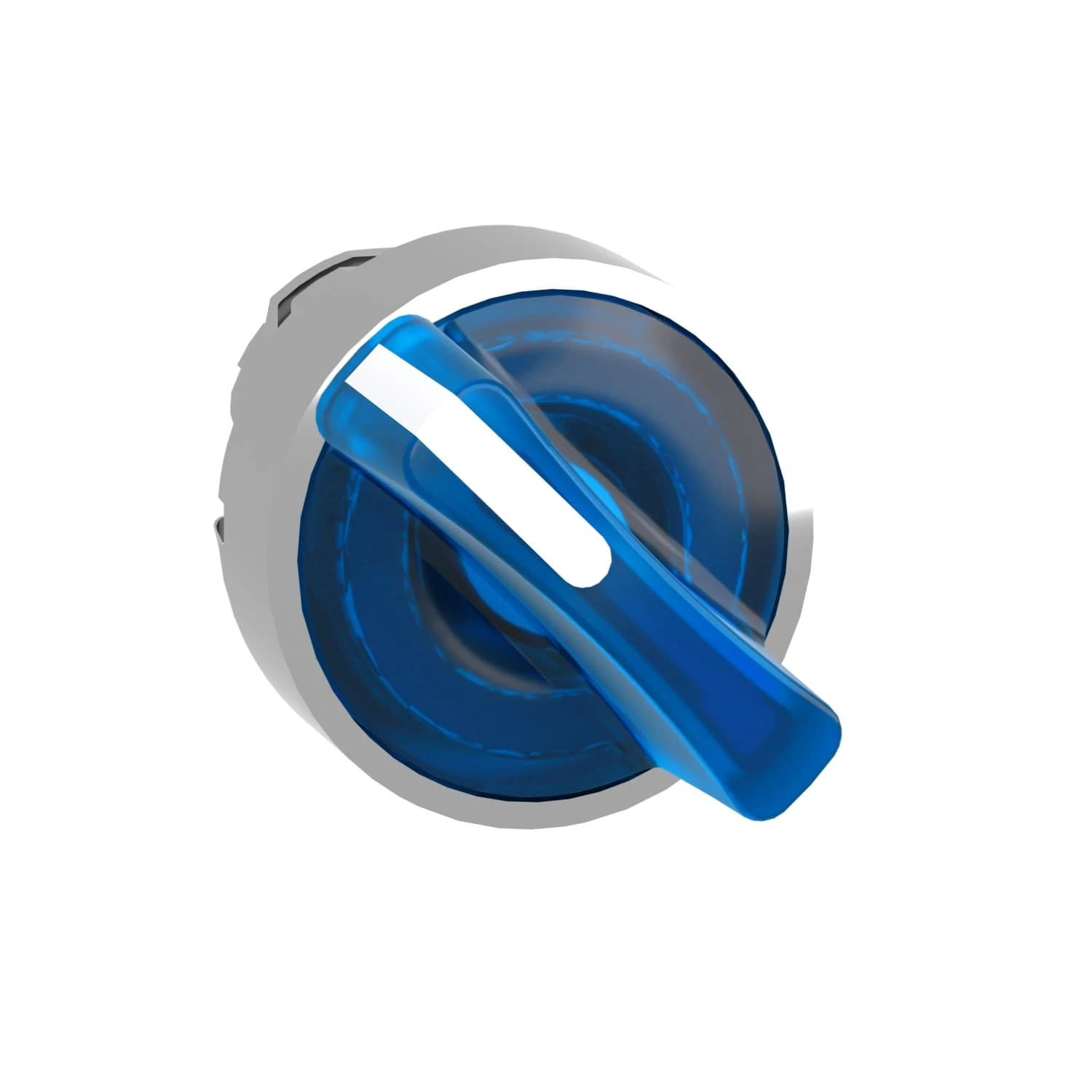 ZB4BK1463 Schneider Electric Pää valaistulle valintakytkimelle, Harmony XB4, kromimetalli, sininen kahva, 22mm, universaali LED, 2 asentoa,