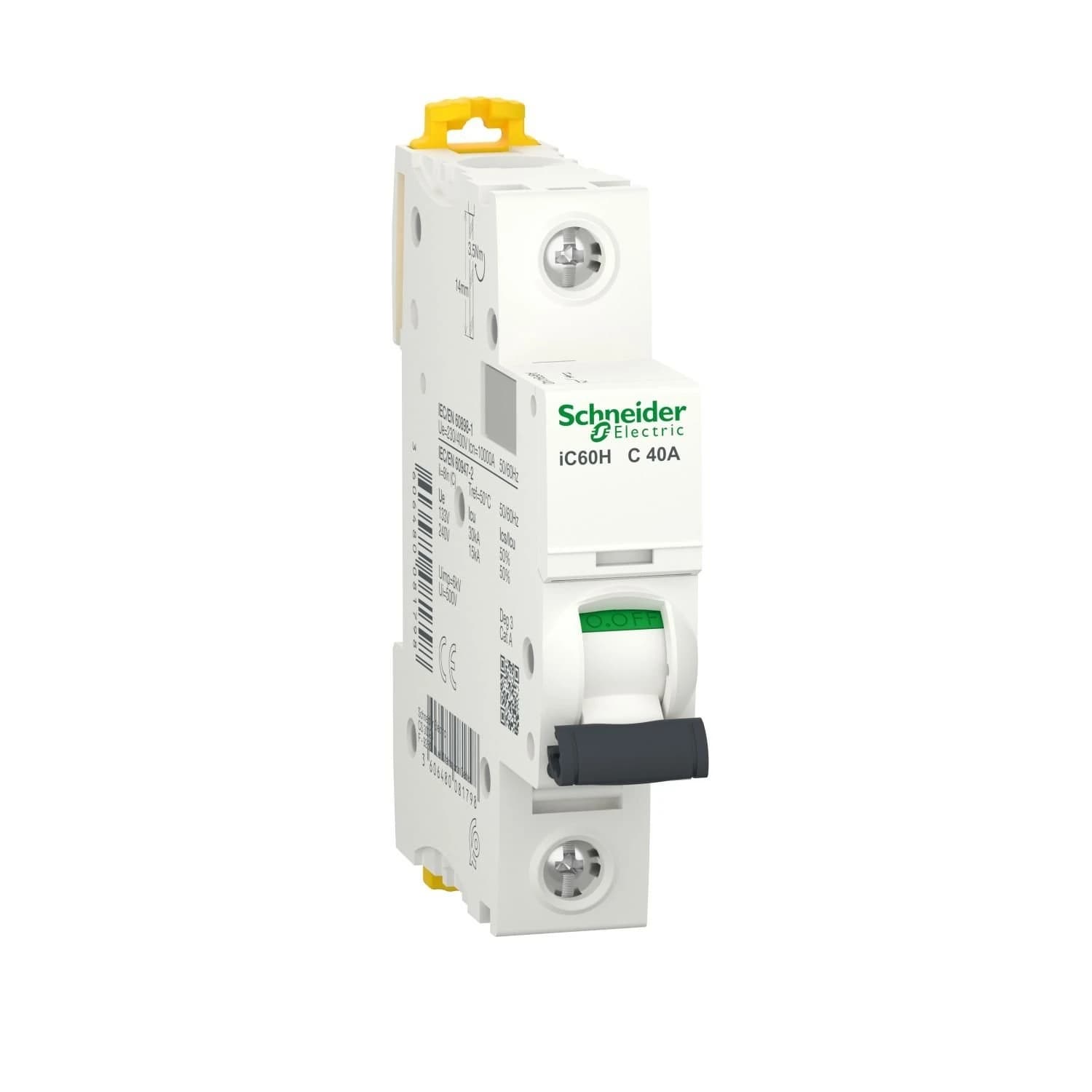 A9F84140 Schneider Electric Disjoncteur miniature (MCB), Acti9 iC60H, 1P, 40A, courbe C, 10000A