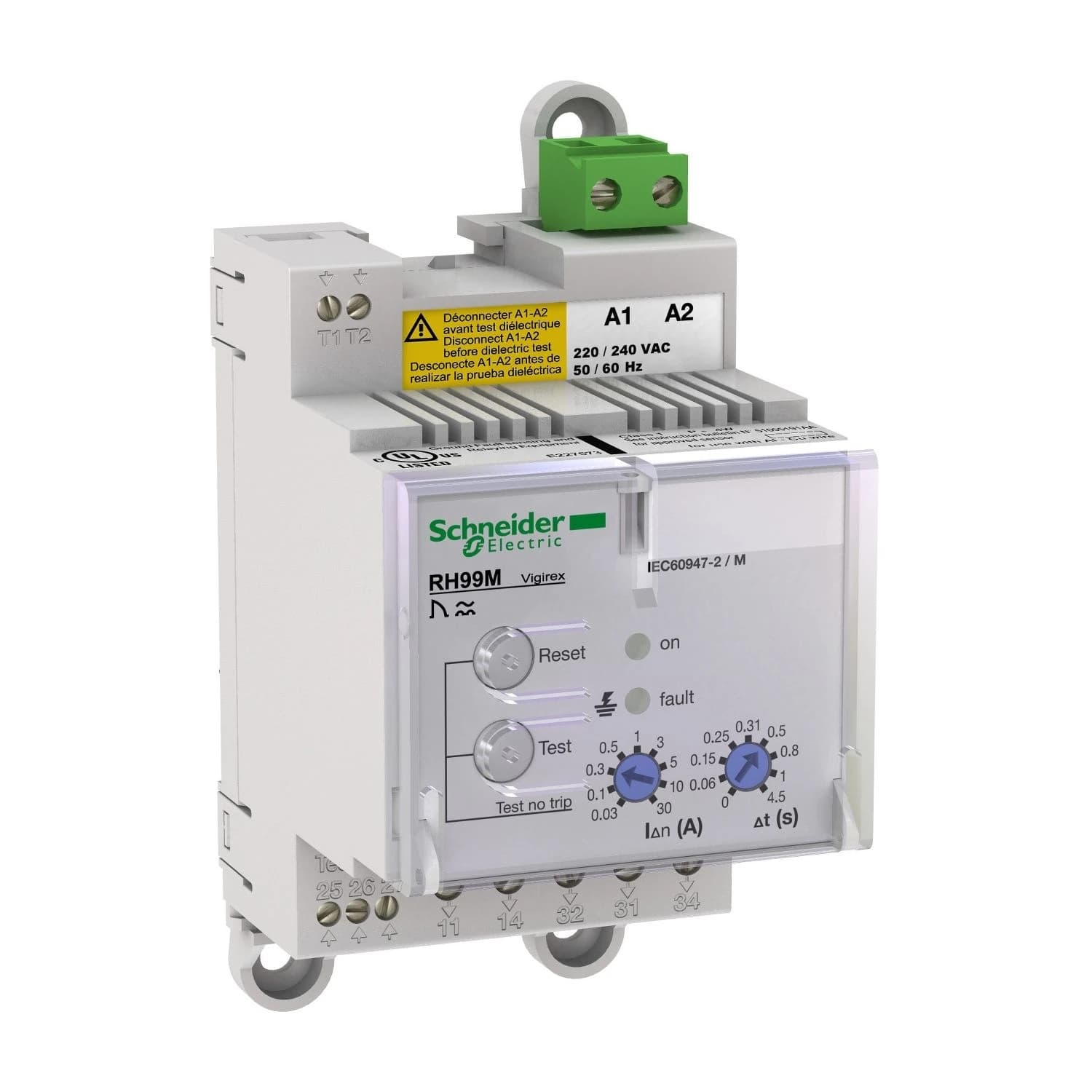 56173 Schneider Electric Residual current protection relay, VigiPacT RH99M, 30mA-30A, 220/240VAC 50/60Hz, DIN rail mounting