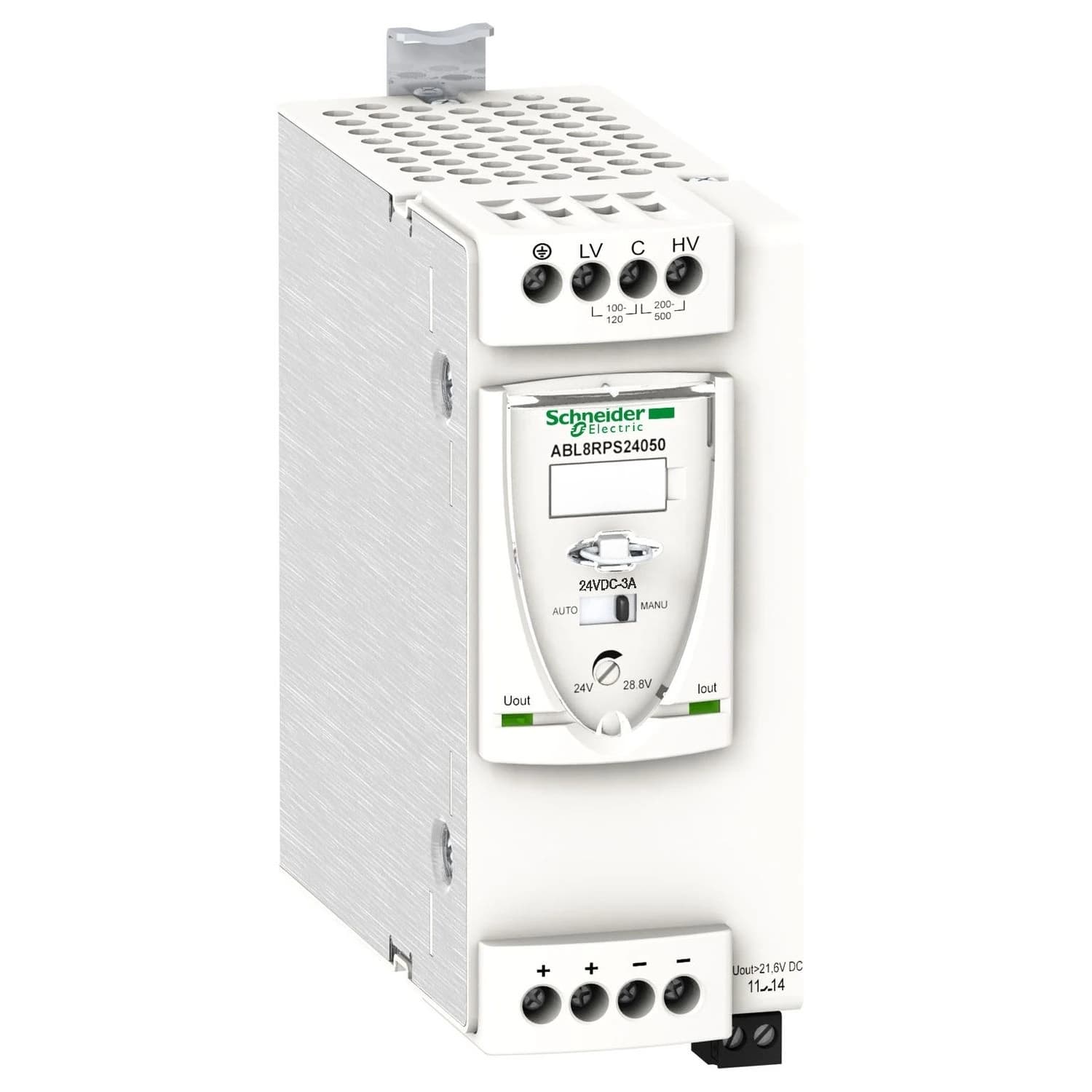 ABL8RPS24050 Schneider Electric Alimentation à découpage régulée, alimentation Modicon, monophasée ou biphasée, 100 à 500 V, 24 V, 5 A