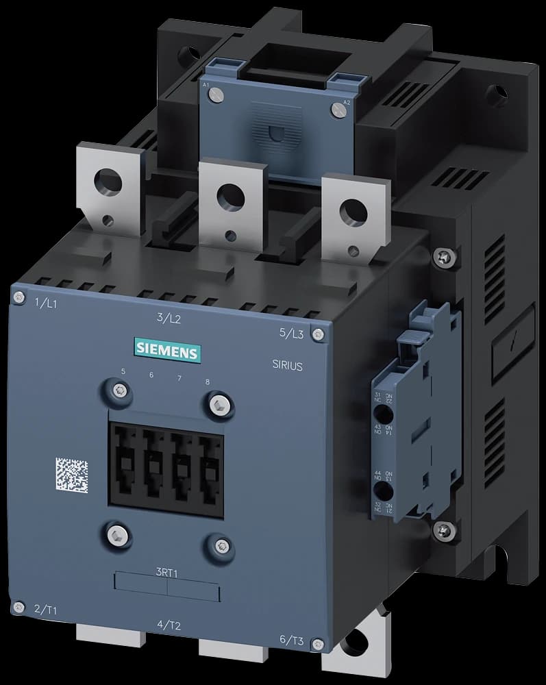3RT1066-6AP36 Siemens power contactor, AC-3e/AC-3 300 A, 160 kW / 400 V, AC (50-60 Hz) / DC Uc: 220-240 V 3-pole, auxiliary contacts 2 NO + 2 NC drive: conventional main circuit: busbar control and auxiliary circuit: screw terminal