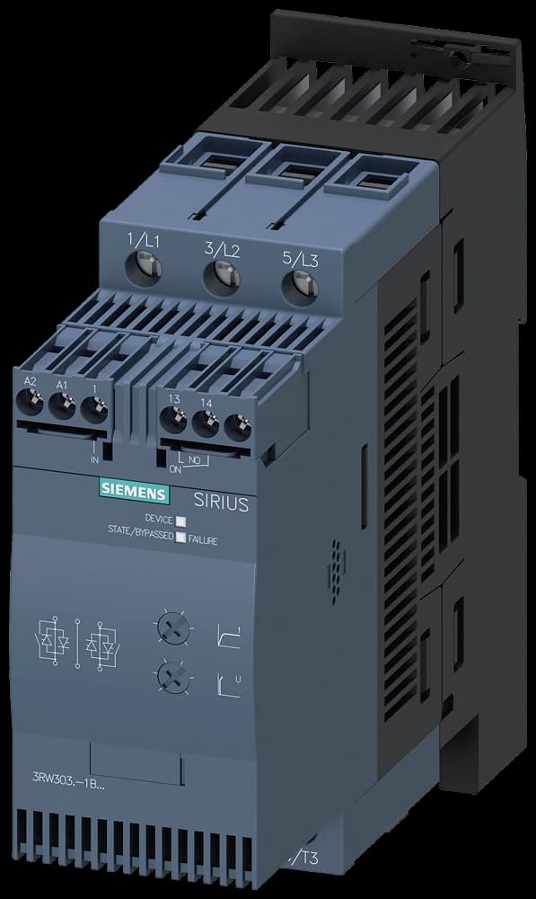 3RW3037-1BB14 Siemens SIRIUS soft starter S2 63 A, 30 kW/400 V, 40 °C 200-480 V AC, 110-230 V AC/DC Screw terminals