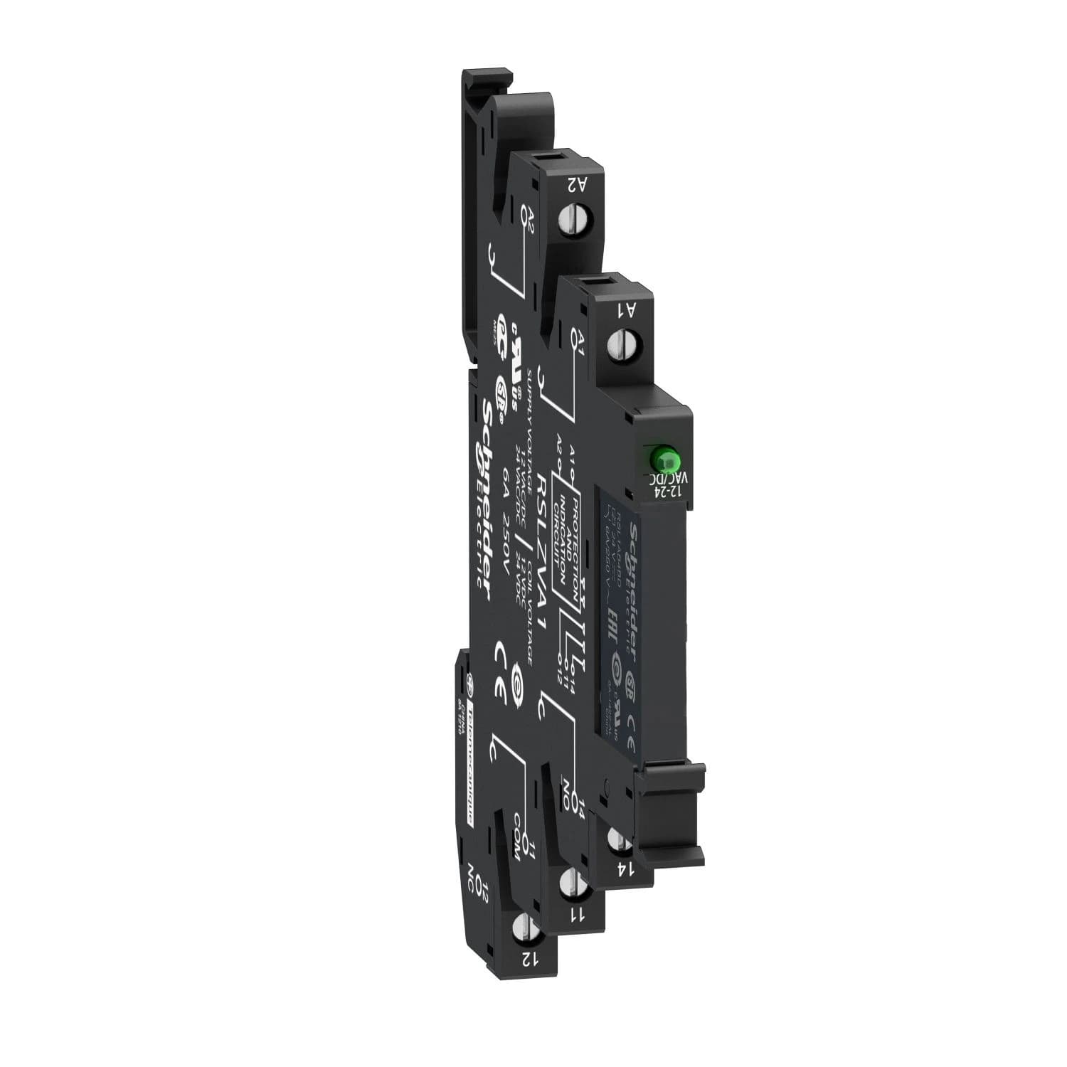 RSL1PVFU Schneider Electric slim interface relay, Harmony Electromechanical Relays, pre assembled, 6A, 1CO, with LED, screw connec to rs, 110V AC/DC