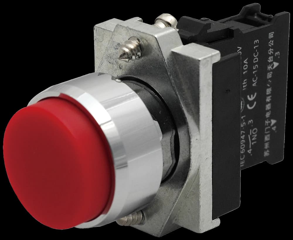 3SB6160-0AB40-1BA0 Siemens Complete unit combination 22 mm metal shiny round pushbutton momentary with flat button with holder screw terminal, 1 NO green