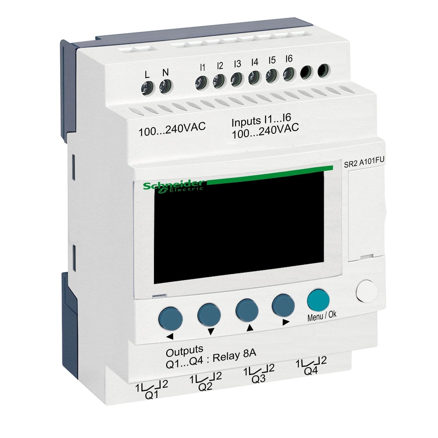SR2A101FU Schneider Electric compact smart relay Zelio Logic - 10 I O - 100..240 V AC - no clock - display