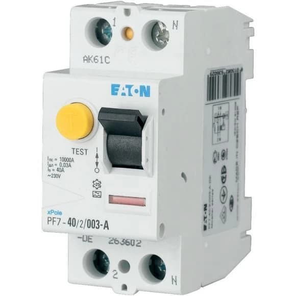 165827 EATON PF7-80/2/003 - Residual current circuit breaker (RCCB), 80A, 2 p, 30mA, type AC