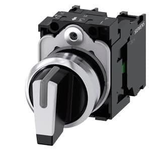 3SU1150-2BM60-1NA0 Siemens Valintakytkin, valaistu, 22 mm, pyöreä, metalli, kiiltävä, valkoinen, valintakytkin, lyhyt, 3 kytkinasentoa I>O<II, hetkellinen kosketintyyppi, käyttökulma 2x45°, 10:30h/12h/13:30h, pidikkeellä, 1 NO, 1 NO, ruuviliitin