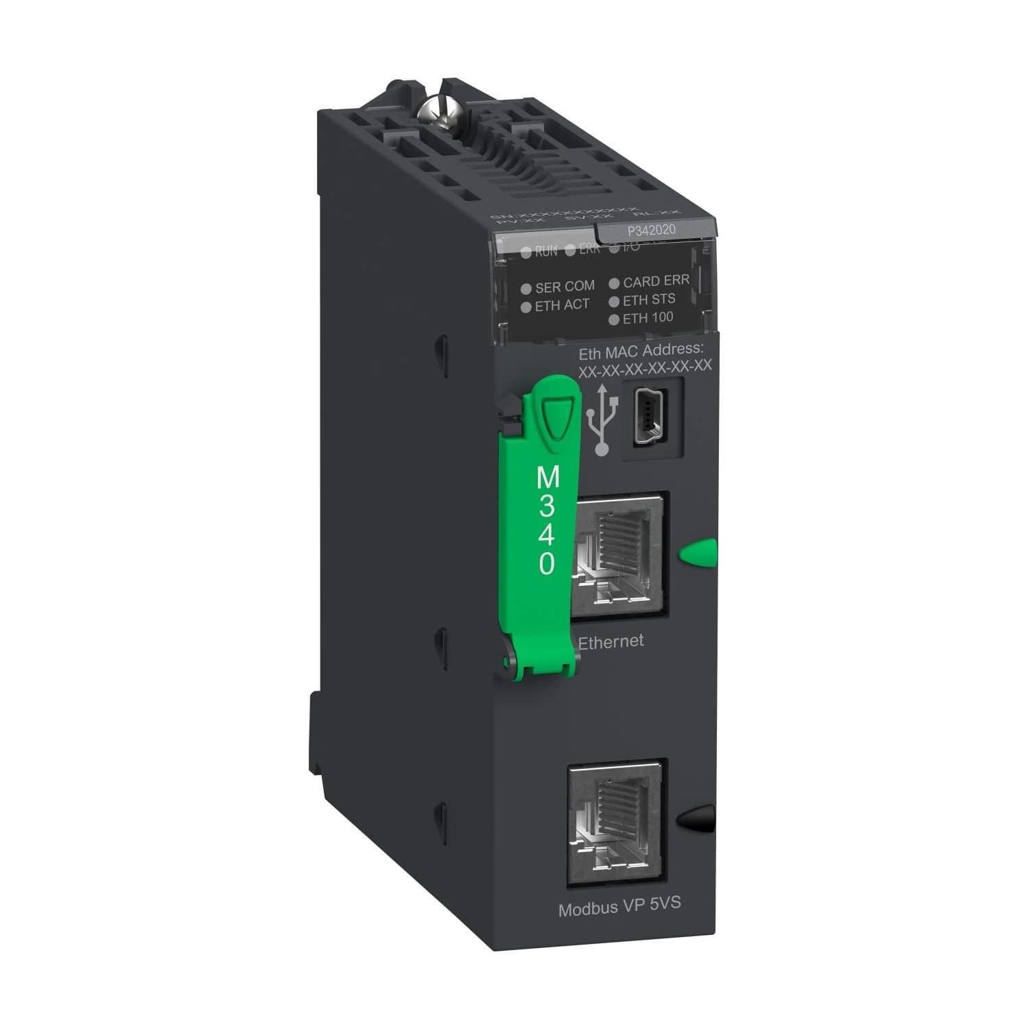 BMXP342020 Schneider Electric processor, Modicon M340, max 1024 discrete, 256 analog IO, Modbus, Ethernet