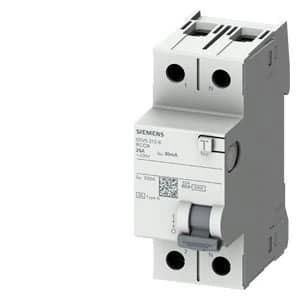 5SV5312-6 Siemens Disjoncteur différentiel, 2 pôles, type A, In : 25 A, 30 mA, Un CA : 230 V résidentiel
