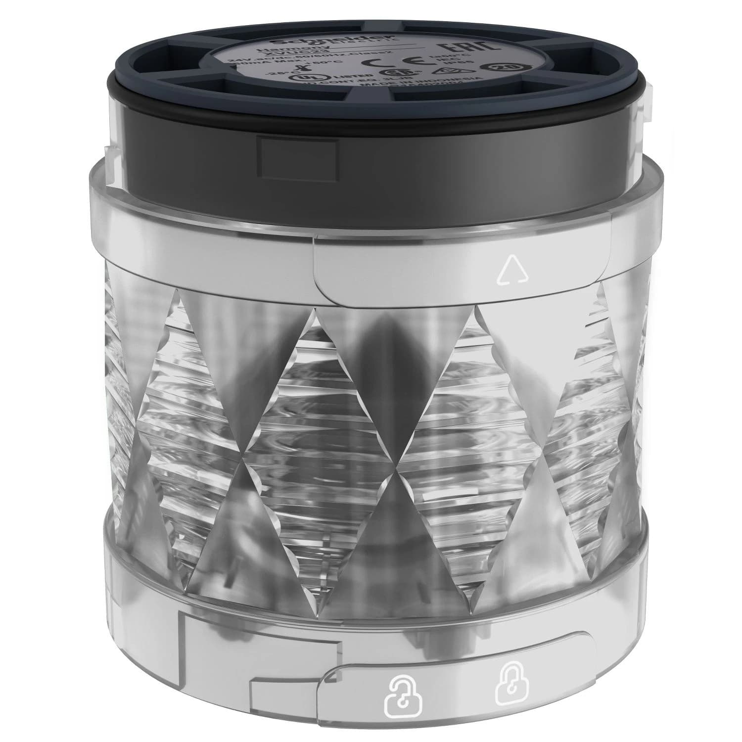 XVUC29 Schneider Electric Valaistu LED-yksikkö modulaarisille tornivalaisimille, monivärinen, Ø60, tasaisesti/vilkkuu/vilkkuu/pyörivä, IP65, 24 V AC/DC