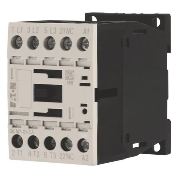190028 EATON DILM7-01-EA(24VDC) - Contactor, 3 pole, 380 V 400 V 3 kW, 1 NC, 24 V DC, DC operation, Screw terminals