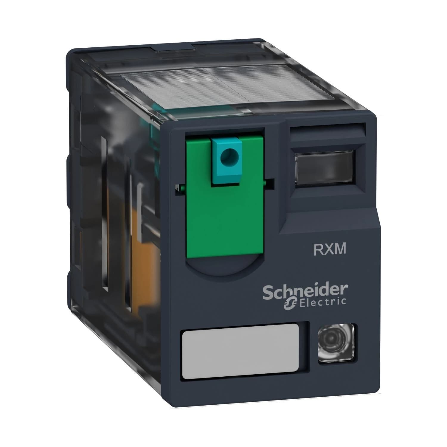 RXM4AB2BD Schneider Electric Miniatur-Steckrelais, Harmony Electromechanical Relays, 6A, 4 Wechsler, mit LED, verriegelbarer Testschalter, aber auf n, 24V DC