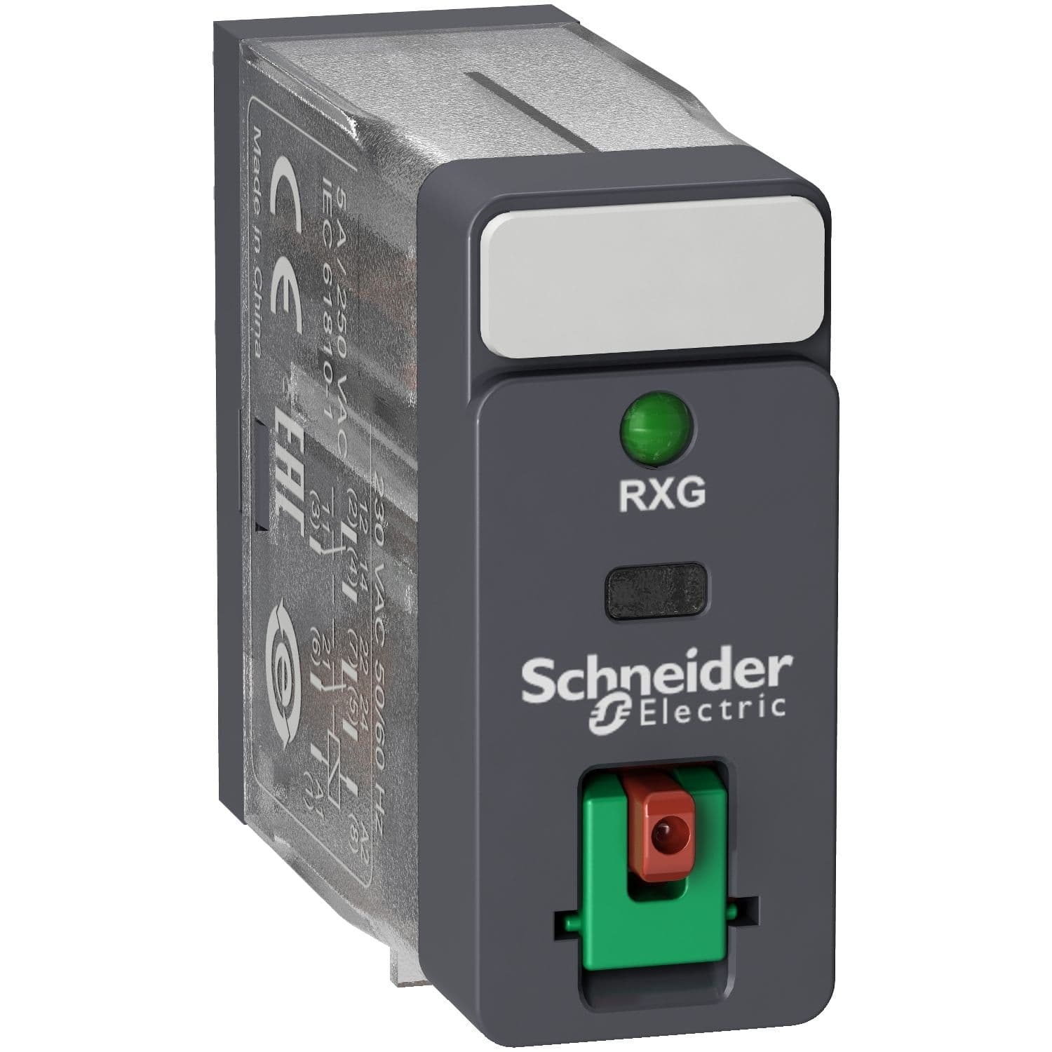 RXG22P7 Schneider Electric liitäntäpistokerele, Harmony sähkömekaaniset releet, 5A, 2CO, LEDillä, lukittava testi, mutta n, 230V AC