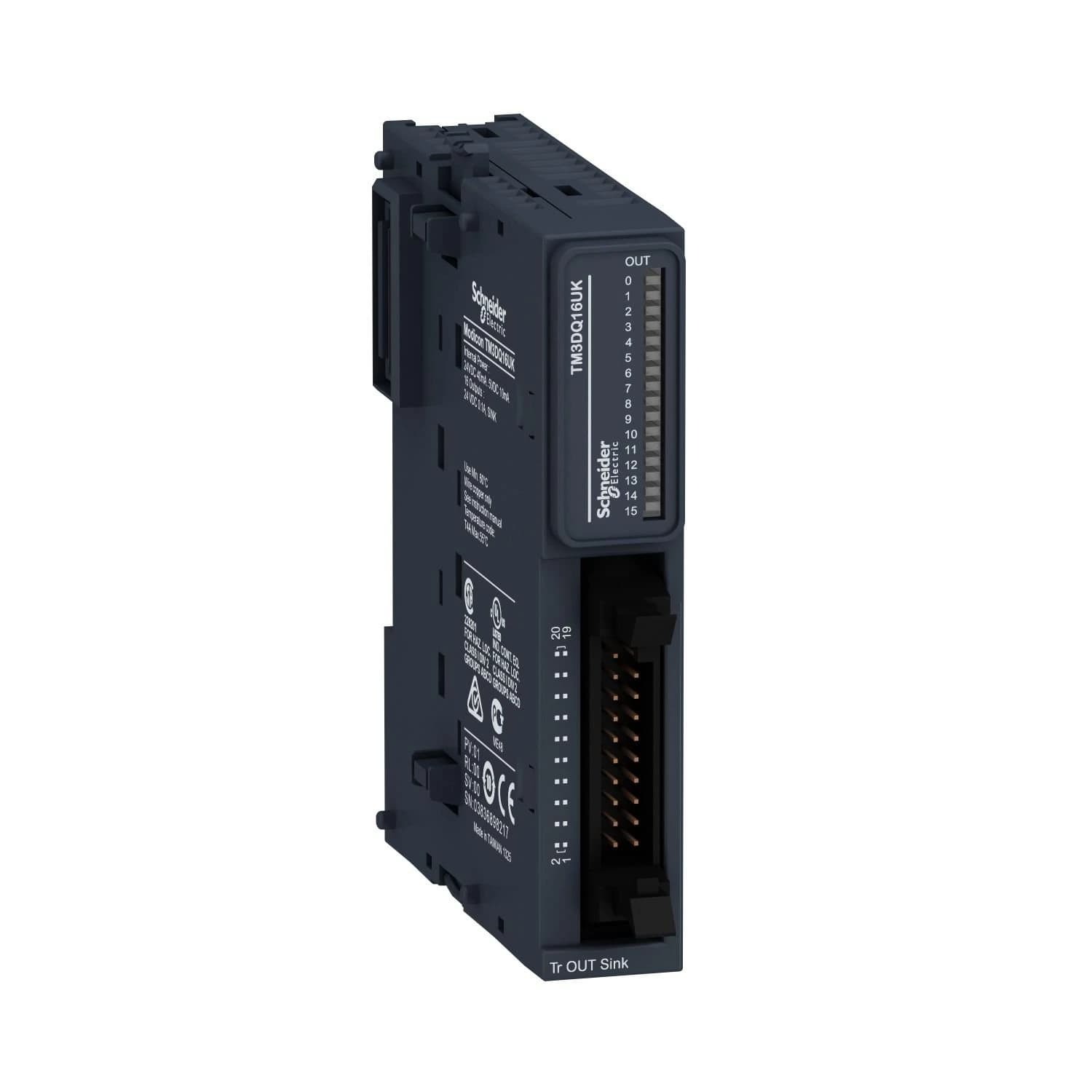 TM3DQ16UK Schneider Electric Discrete output module, Modicon TM3, 16 outputs transistor NPN (HE10)