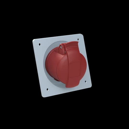 2CMA193235R1000 ABB Amphenol Industrial, 2CMA1 IP44 punainen paneeliasennus 3P+N+E kulmikas teollisuuspistorasia, nimellisvirta 16A, 415 V